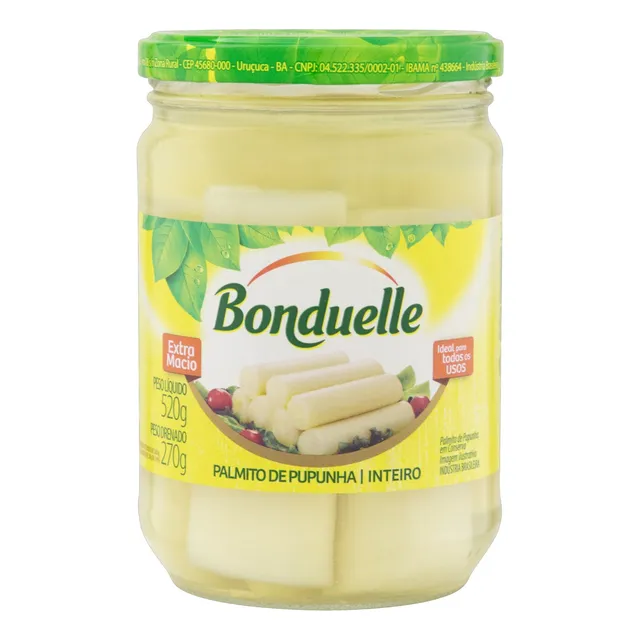 Palmito Pupunha em Conserva Inteiro Bonduelle Vidro 270g