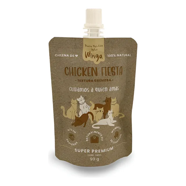 Winga Alimento Humedo Pouch Chicken Fiesta Gato 90 Gr Pollo