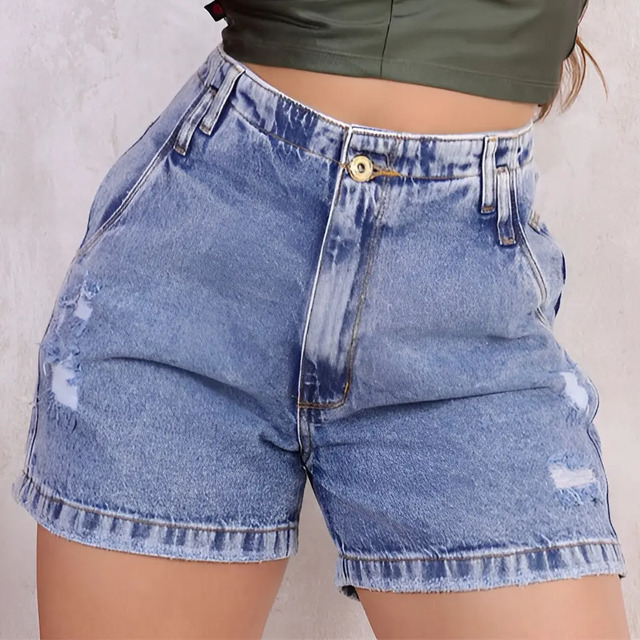 Short Mon 100% Boyfriend Meia Coxa Cintura Alta Feminina Short Mon 100% Boyfriend Meia Coxa Cintura Alta Feminina