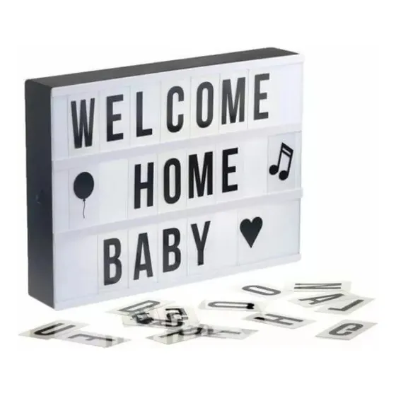 Caja De Luz Led Pizarra Cartel Luminoso Con Letras Y Emojis Color Blanco Y Negro