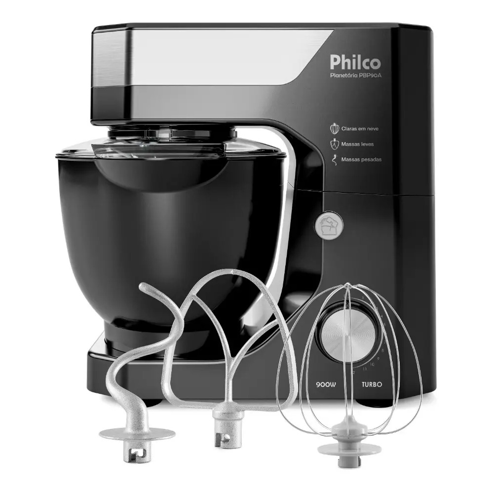 Batedeira Planetária Philco 900W 5L Preta 12 Velocidades Turbo PBP90A Batedeira Planetária Philco 900W 5L Preta 12 Velocidades Turbo PBP90A