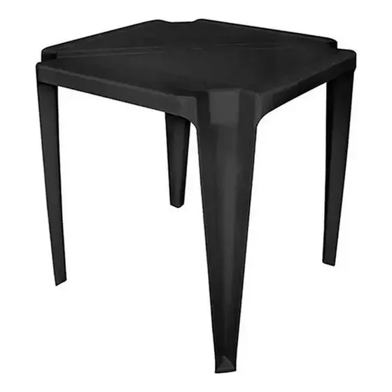 Mesa Plástica Quadrada Monobloco Empilhável Resistente 70cm Cor Preto