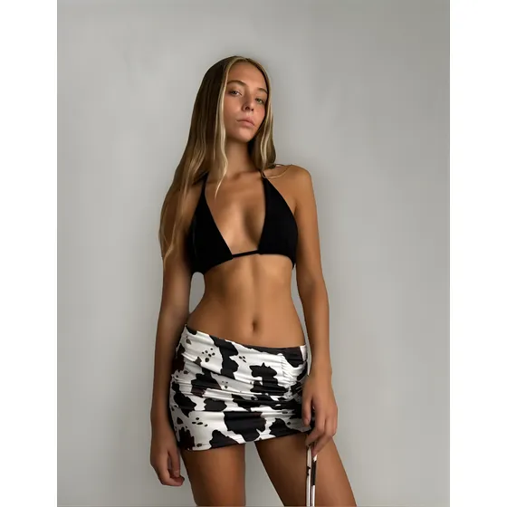 Pollera Mini Con Tajo Lateral Vaca Mujer Play