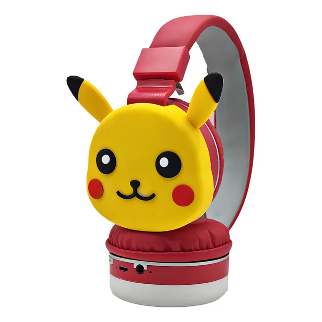 Audífonos Diadema Bluetooth Pokémon Rojo para Niños, Alcance 10m, 22h Batería, Con Micrófono