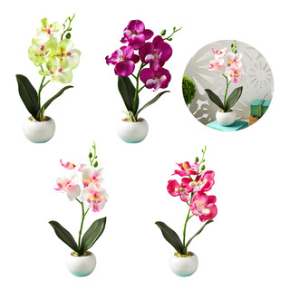 4 Macetas Arreglo Floral Orquídea Artificial 26cm 4 Macetas Arreglo Floral Orquídea Artificial 26cm