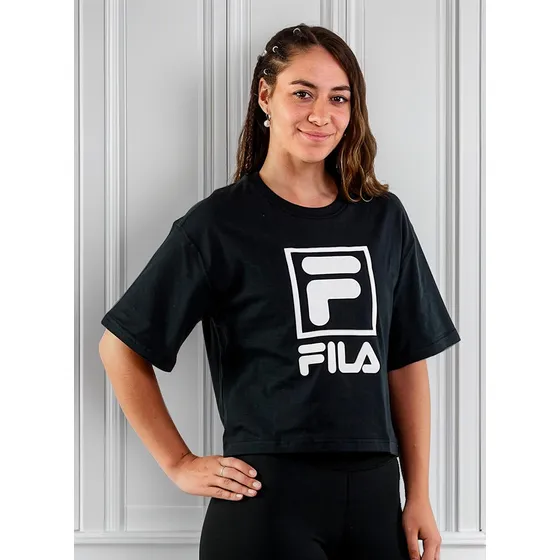 Camiseta Para Dama Fila Stack New Negra Super Oferta