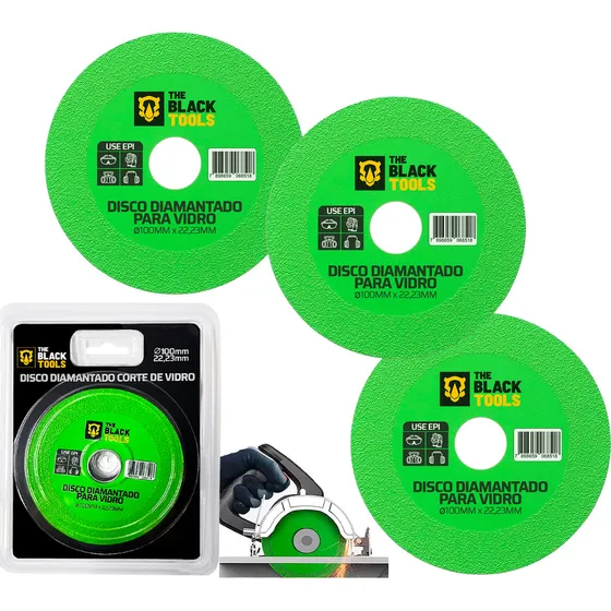 3 Pcs Disco De Diamante Corte De Vidro Polimento Lâmina Fina Btv100 The Black Tools