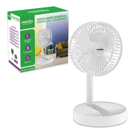Ventilador Portátil Silencioso Dobrável 7200mah Retrátil Usb