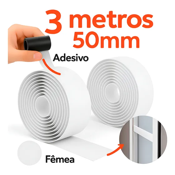 Fita Fixadora Tipo Velcro 50mm 3m Autoadesivo P Tênis Tecido