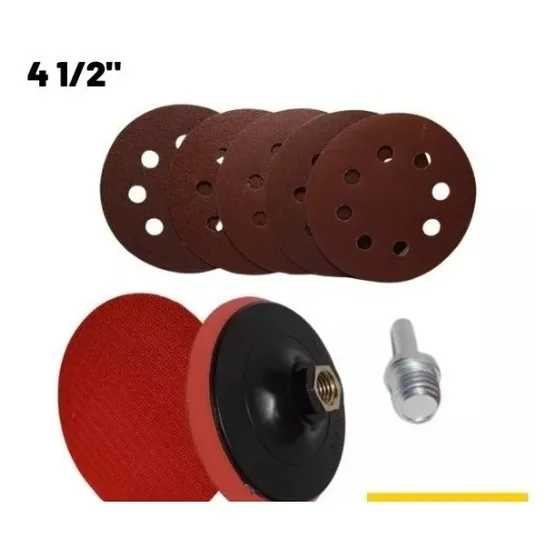 Disco 4 1/2puLG  C/ 5 Und D Lija 60-80-120-240-320+ Adaptdor