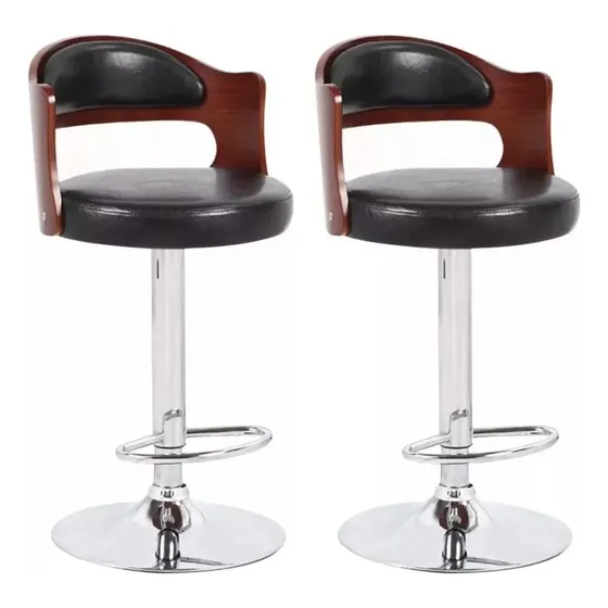Pack De 2 Sillas Piso Bar Taburete Regulable Madera