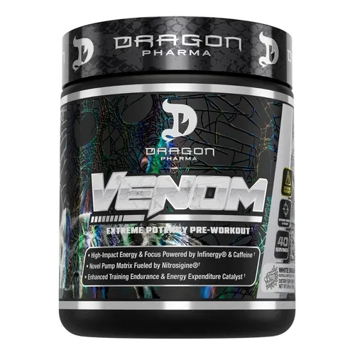 Pre Entreno Dragon Pharma Venom 40 Servs Potencia Energia Sabor White Dragon