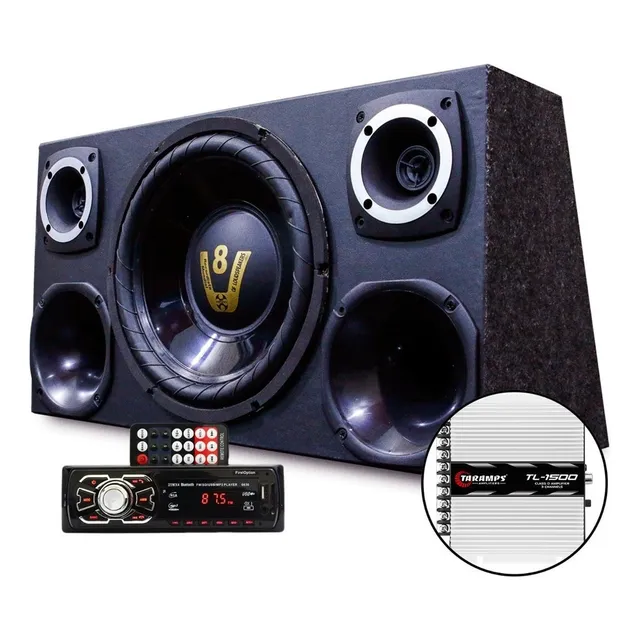 Caixa Som Trio Dupla Completa Radio Bluetooth Taramps Tl1500