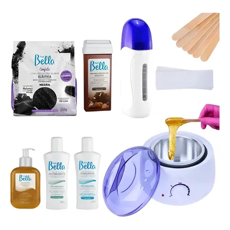 Kit Panela Aquecedora + Aquecedor Rollon + Cera Depil Bella