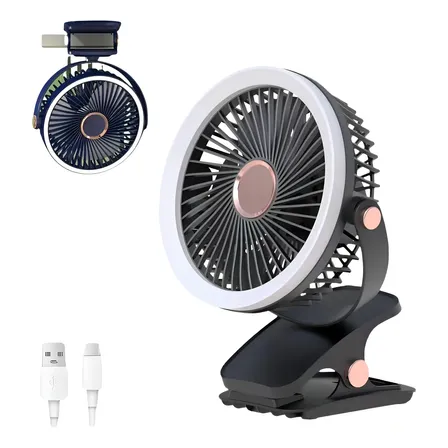Ventilador de Mesa Portátil Onistek Recargável 23cm LED Silencioso USB
