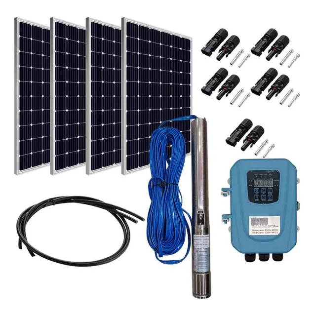 Bomba De Agua Sumergible Solar 1.5hp 1100w 144v 4 Panel 350w