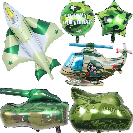 Camuflaje Avión Tanque De Globos Cumpleaño Decoración Fiesta