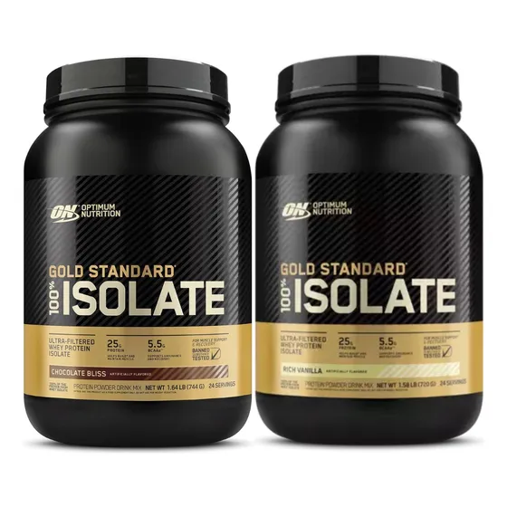 Gold Whey 100% Isolate Combo Chocolate 744g + Baunilha 720g
