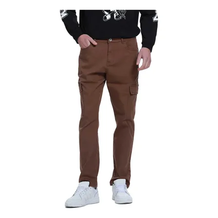 Jeans Hombre Slim Cargo Color Cafe Fashion's Park