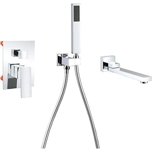 Grifo Monocomando Bañera De Pared Y Duchador De Mano Cromado