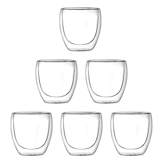 6x Tazas De Café De Doble Pared, Tazas De Café Espresso De