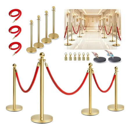 Pedestal Organizador Separador Fila Cromado 4 Unidade Metals Dourado Vermelho