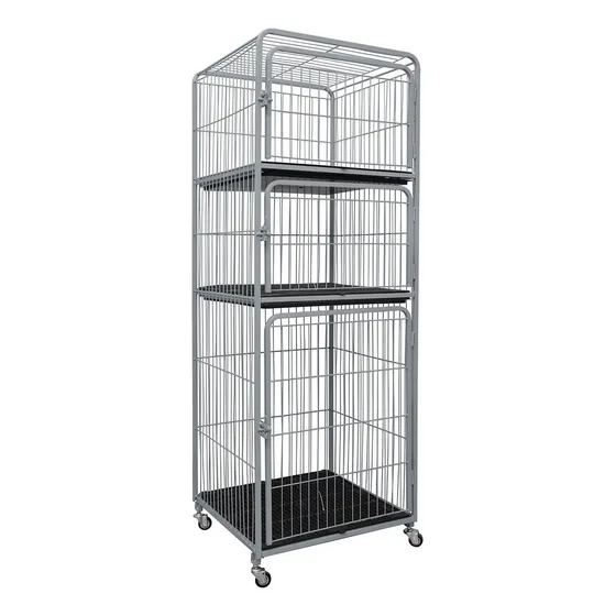 Canil Gaiola Vertical Mega 3 Lugares Prata Cachorro Pet Tosa