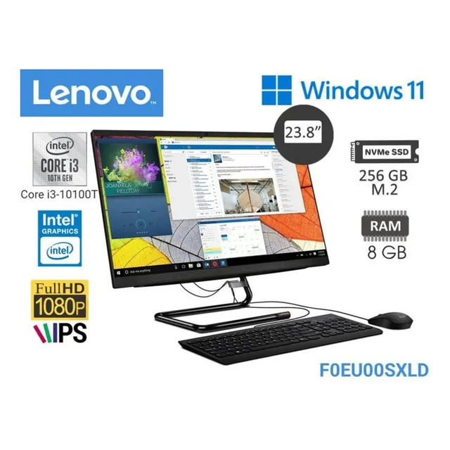 Pc All In One Lenovo 23.8  Core I3 8gb Ssd 256gb Windows 10 