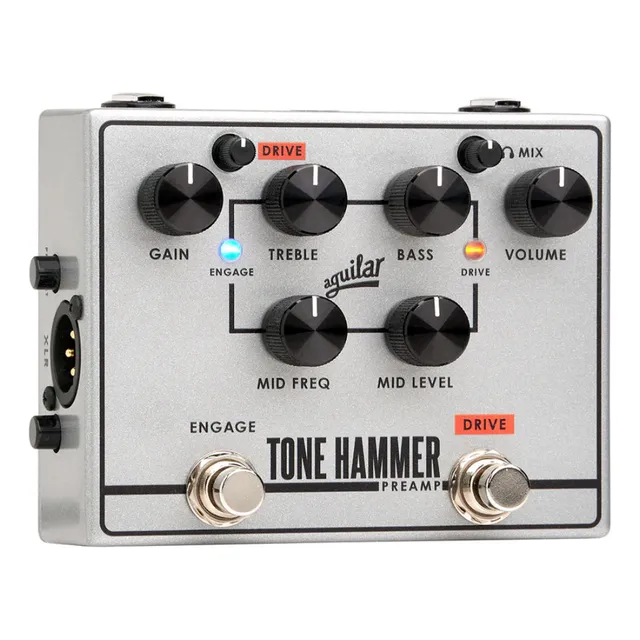 Pedal de preamplificador Aguilar Tone Hammer V2 Direct Box para bajo, color gris
