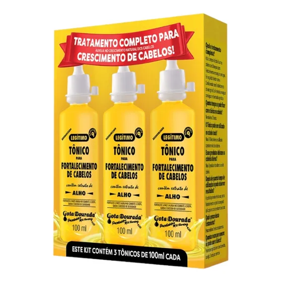 Kit C/ 3un Tonico De Alho Capilar Gota Dourada 100ml