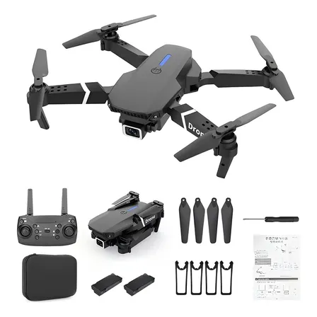 Control Remoto Drone Con Par Cámara 4k Quadcopter + 2batería Color Negro Negro (1)