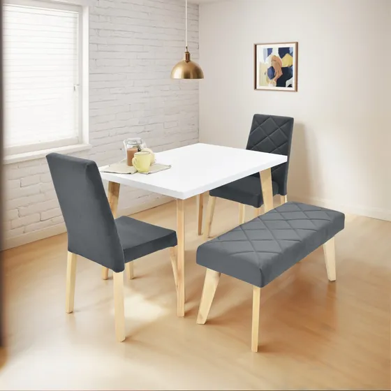 Comedor Lugo Matiz 4 Puestos Y Sillas Liverpool + Butaco Color Gris