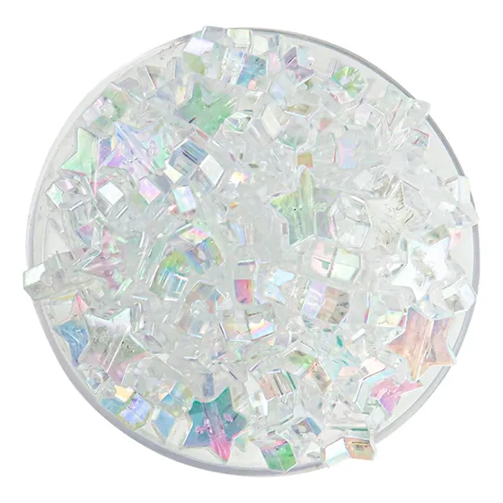 Cuentas Plasticas Tornasoladas Estrella Deco Bijou 90u X25gr