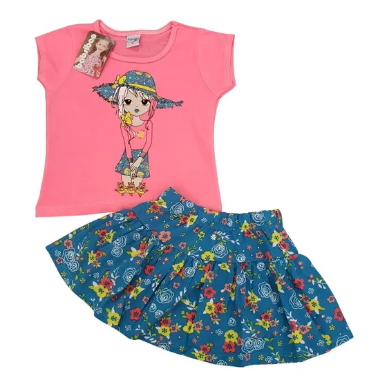 Falda De Niñas Con Franela Estampada Ref. 6929