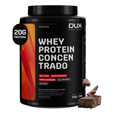 Whey Protein Concentrado - Pote 900g Dux Nutrition - Sabor Chocolate