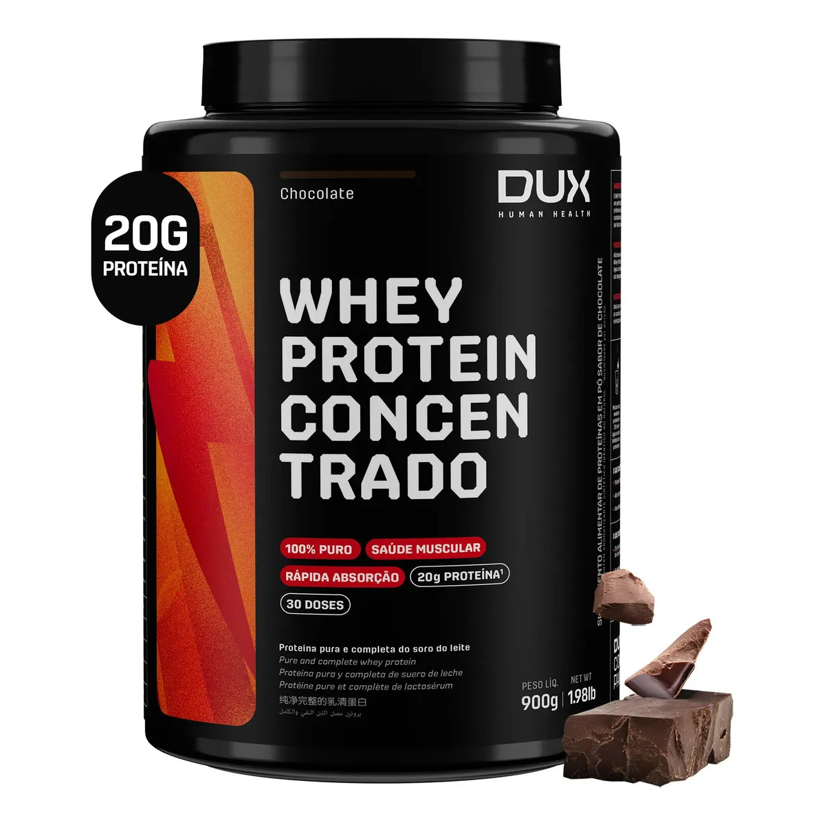 DUX HUMAN HEALTH Whey Protein Concentrado Suplemento 900g - Sabor Chocolate DUX HUMAN HEALTH Whey Protein Concentrado Suplemento 900g - Sabor Chocolate