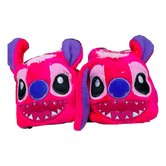 Babucha Termica Pantuflas Tela Peluche Stich Rosado Mujer 