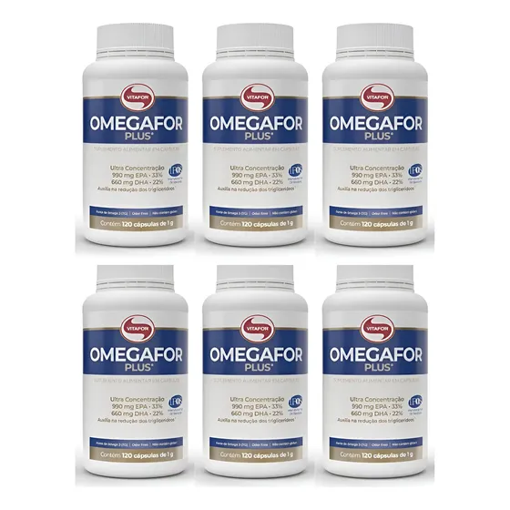 Kit 6 Ômegafor Plus 1000mg Vitafor 120 Cápsulas