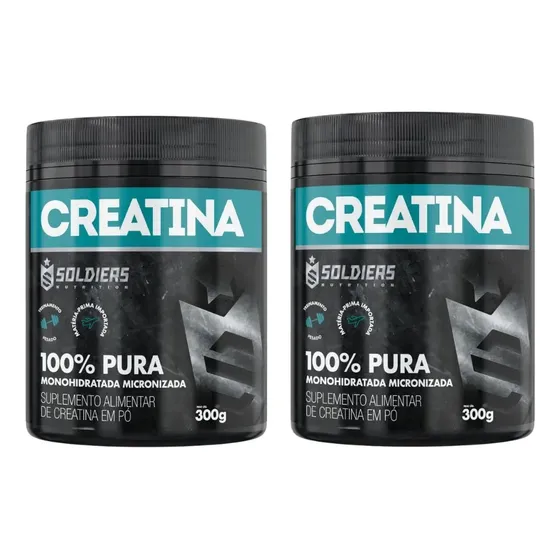 Kit: 2 Creatina Pote 300g 100% Pura Soldiers Nutrition Trein
