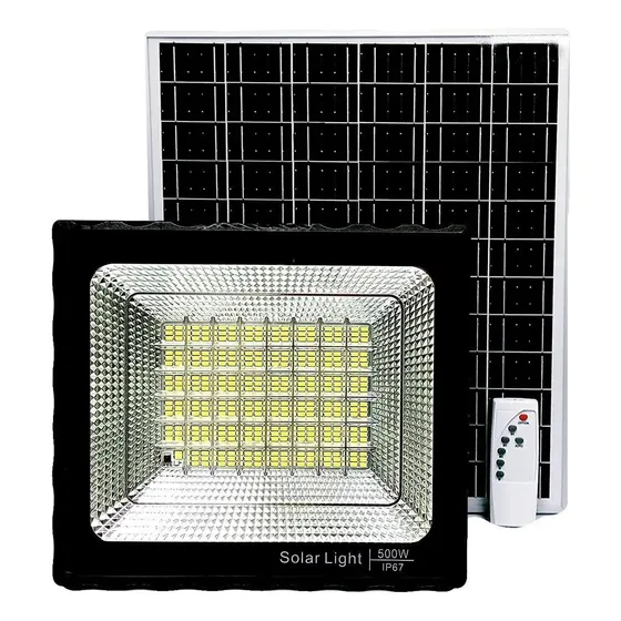 Reflector Solar Exterior De 500w Lámpara + Panel + Control