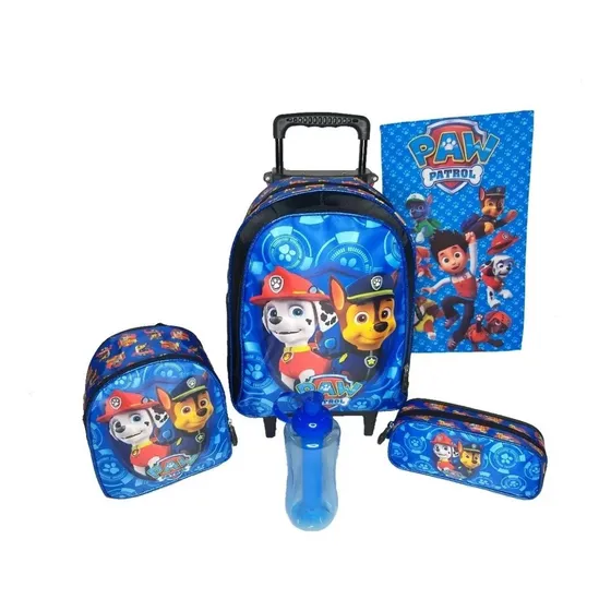 Kit Mochila Escolar De Patrulla Canina Fiambrera Térmica