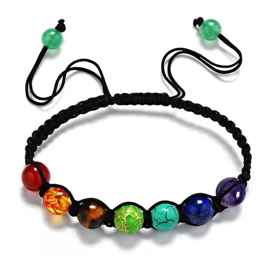 Hermosa Pulsera 7 Chakras Unisex Tejida Ajustable Full Diámetro 6.5 cm