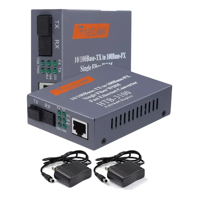 Convertidor De Medios De Fibra Óptica 100mb Sc 25km 1par