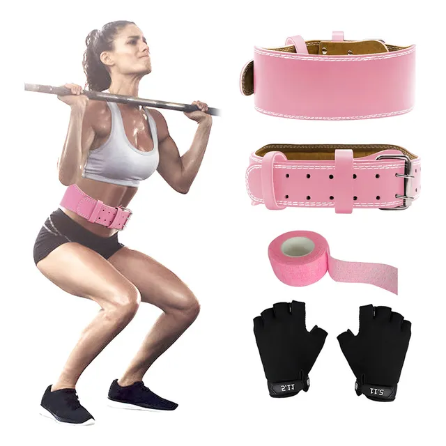 Gym Faja Lumbar Cinturón Pesas Ejercicio Mujer Y Guante 3pcs