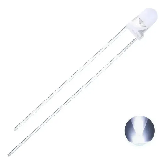 50 X Led Alto Brilho *branco* 3mm Luz Branco-frio 3v