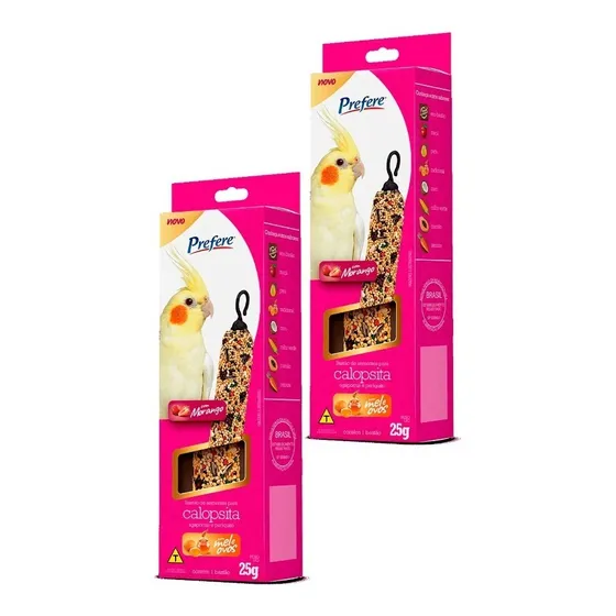 Kit 2 Unidades - Bastão P/ Calopsita Morango - Prefere - 25g