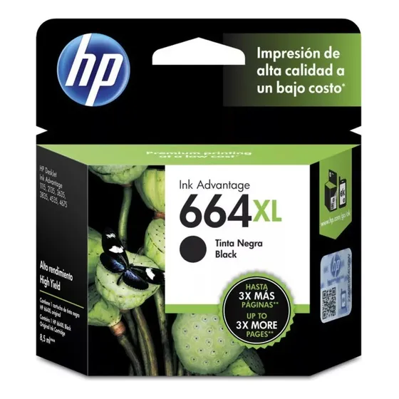 Cartucho de tinta HP 664XL negra Original (F6V31AL)