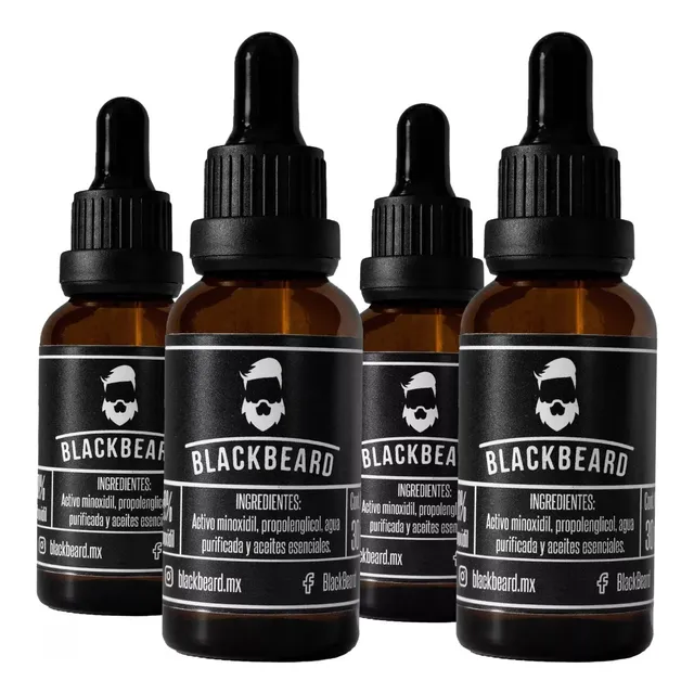 Minoxidil 10% Blackbeard Con Cafeína 4x3 (4 Frascos)
