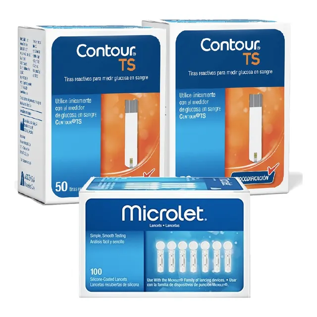 Contour Ts Paquete 100 Tiras Y 100 Lancetas Para Glucómetro
