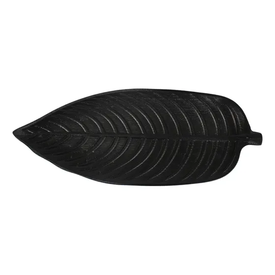 Bandeja Multiusos Greendeco Decoracion Hoja 45x17.5cm Color Negro